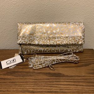 CoFi Leather Mollie Crossbody Clutch; White Gold